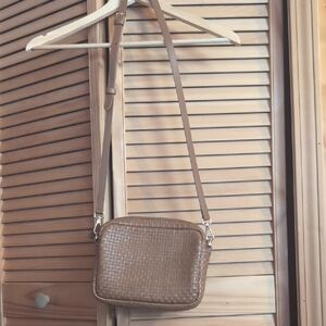 NWOT Quince Italian Leather Handwoven Crossbody in Cognac
